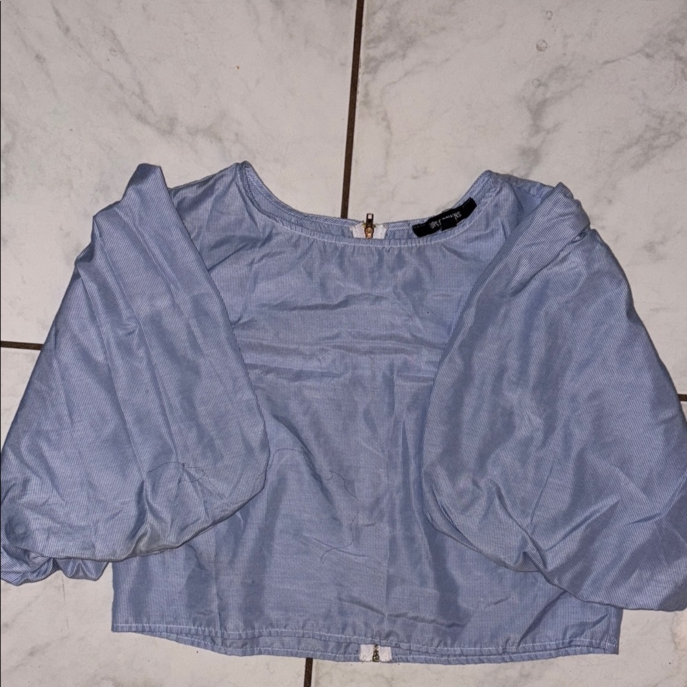 Women's Blue Puff Sleeve Top